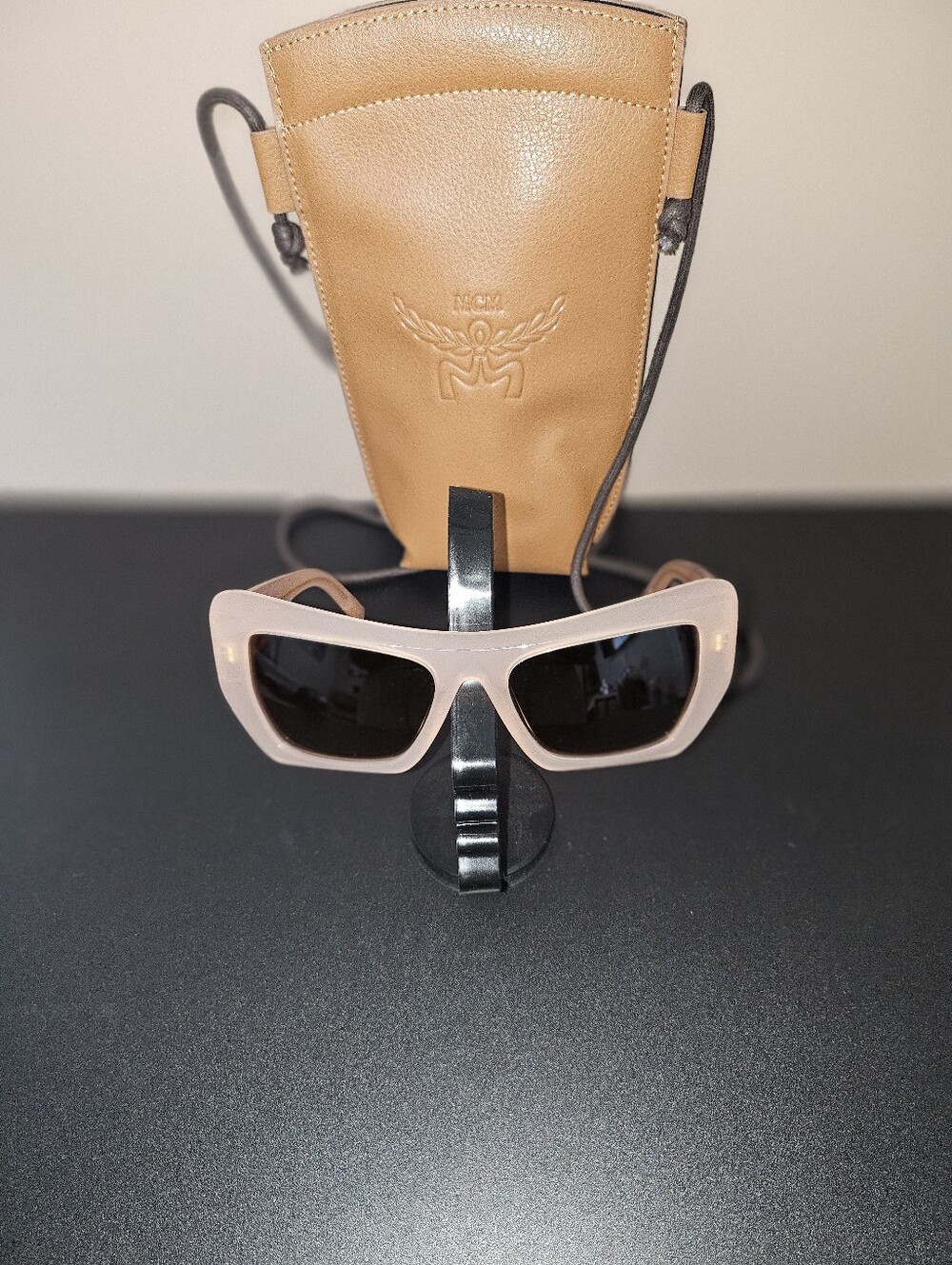 MCM Blush Pink Acetate Sunglasses with Tan Leather Pouch